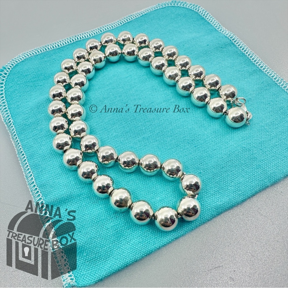 Tiffany & Co. 925 Silver HardWear 10mm Bead Ball 16.5" Necklace (pouch)